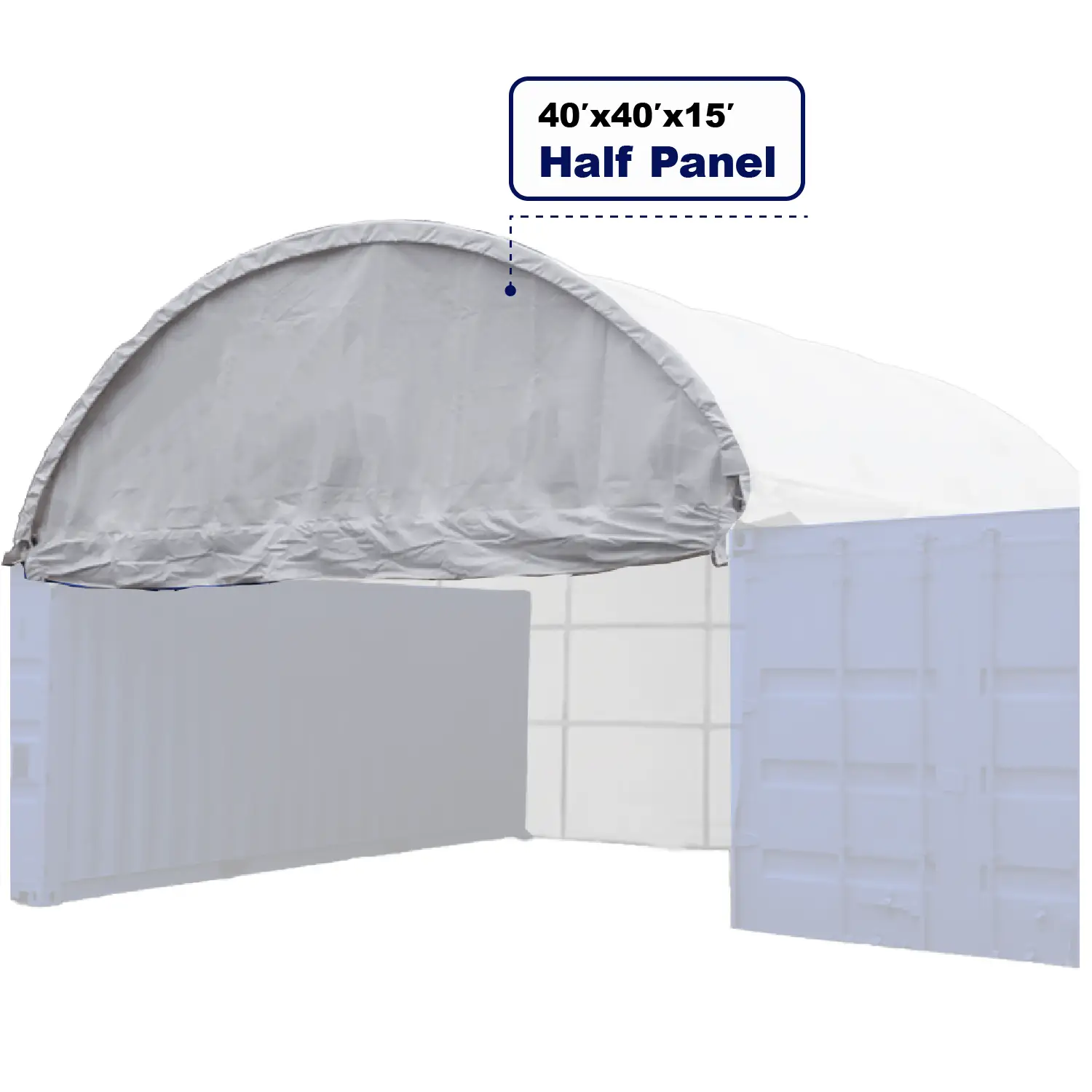 Half Panel with Frame for Container Shelter 40'x40'x15' , 22oz PVC by Chery Industrial