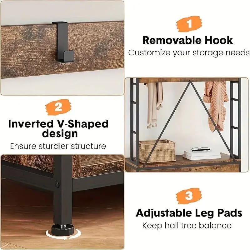 Hall Tree - Storage Wood Bench by House Of Avana