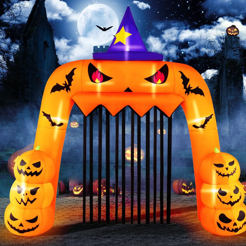 Halloween Inflatable Pumpkin Archway with Stakes and Water Bags by DirectDeals