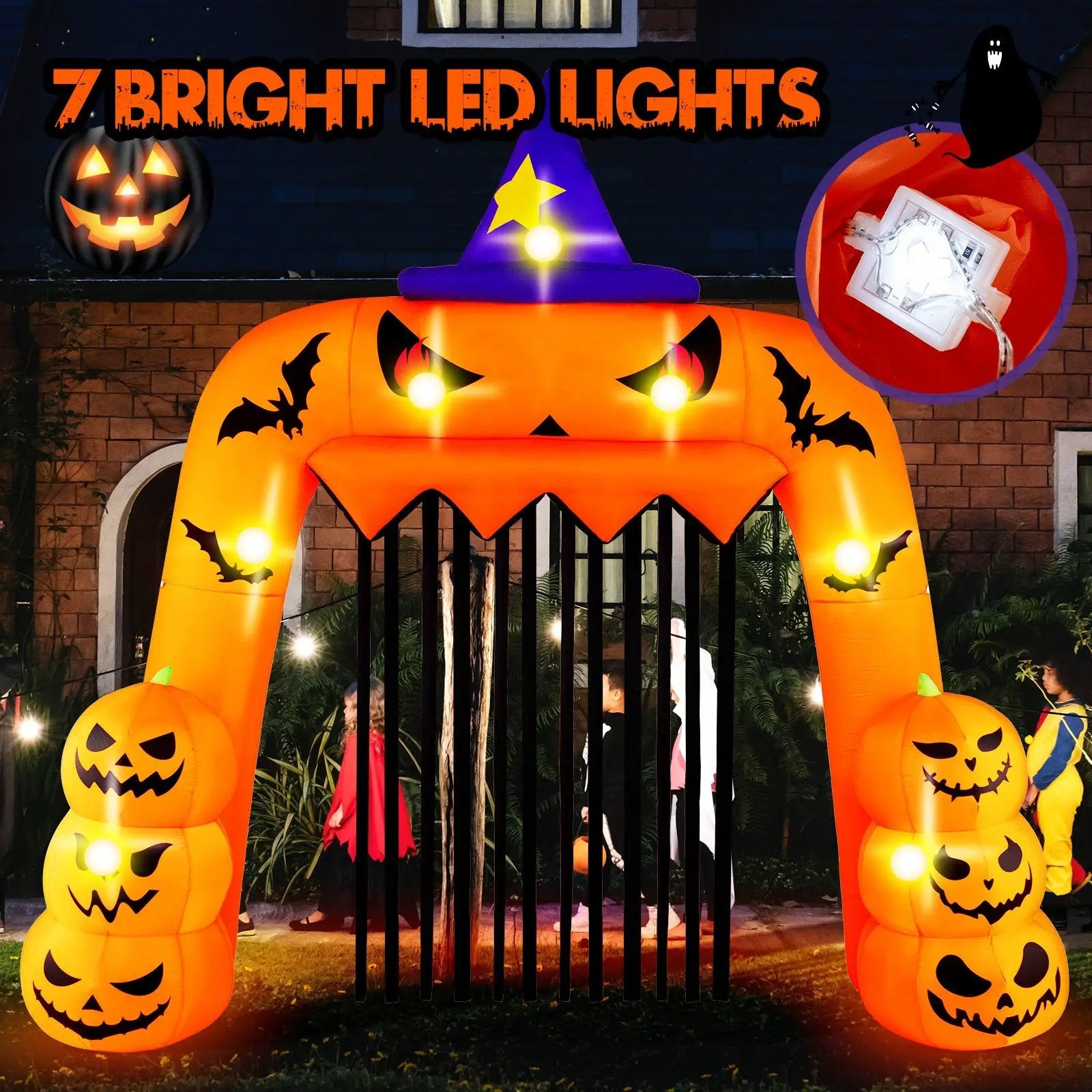 Halloween Inflatable Pumpkin Archway with Stakes and Water Bags by DirectDeals