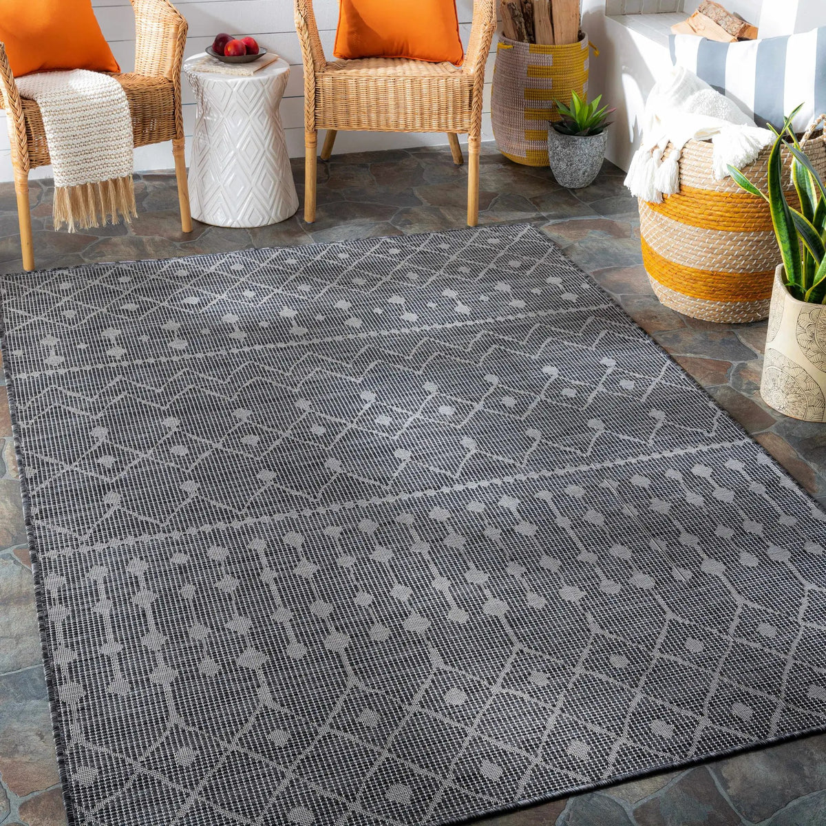 Hamel Flatweave Outdoor Area Carpet - Clearance, installed in a room