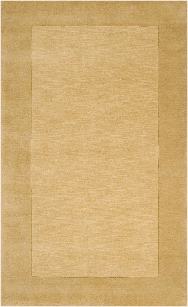 Bordered Solid Camel Yellow Wool Rug by Boutique Rugs