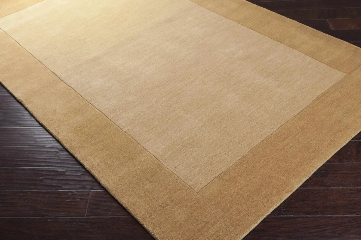 Bordered Solid Camel Yellow Wool Rug, photo 8 of 13