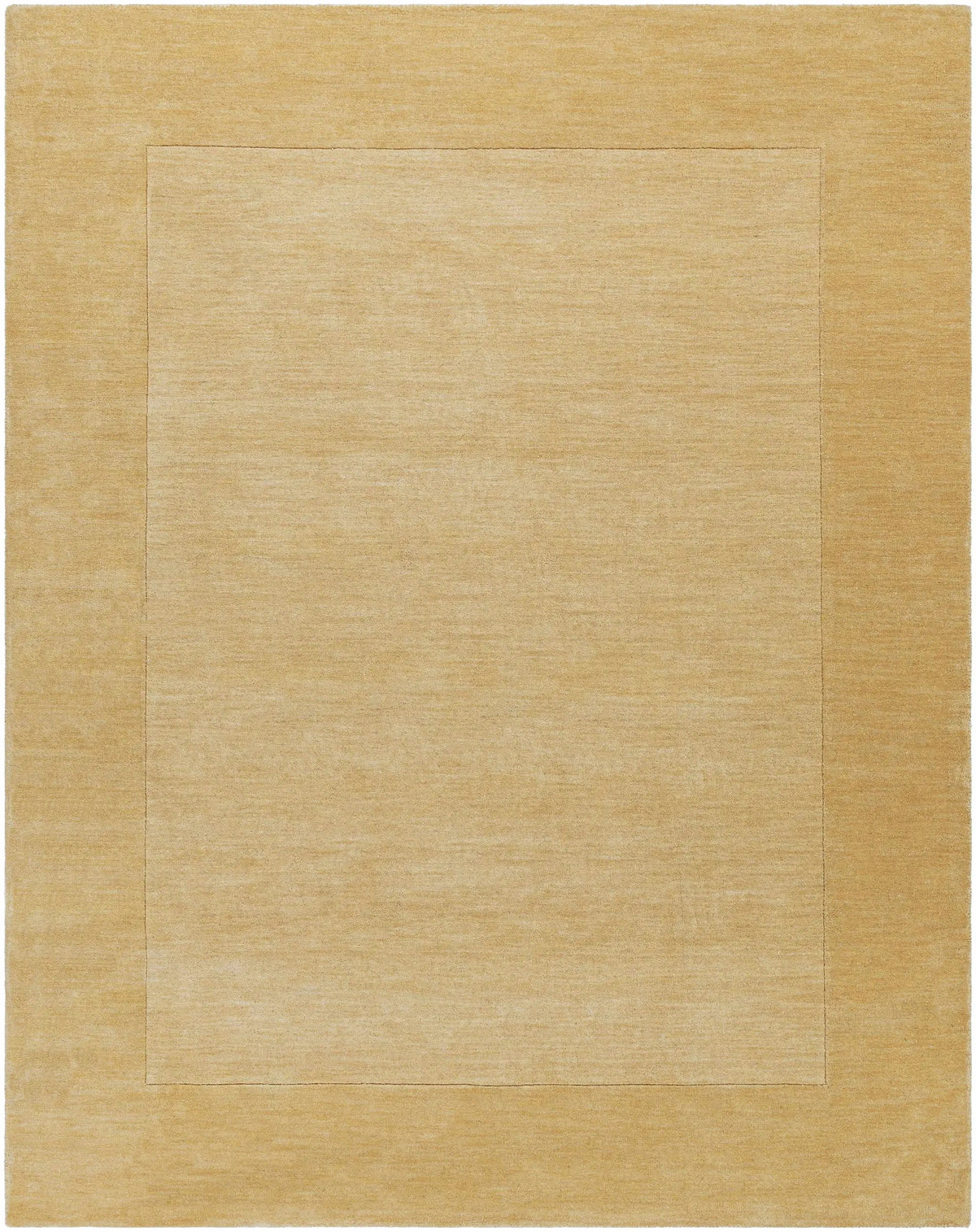 Bordered Solid Camel Yellow Wool Rug, photo 12 of 13