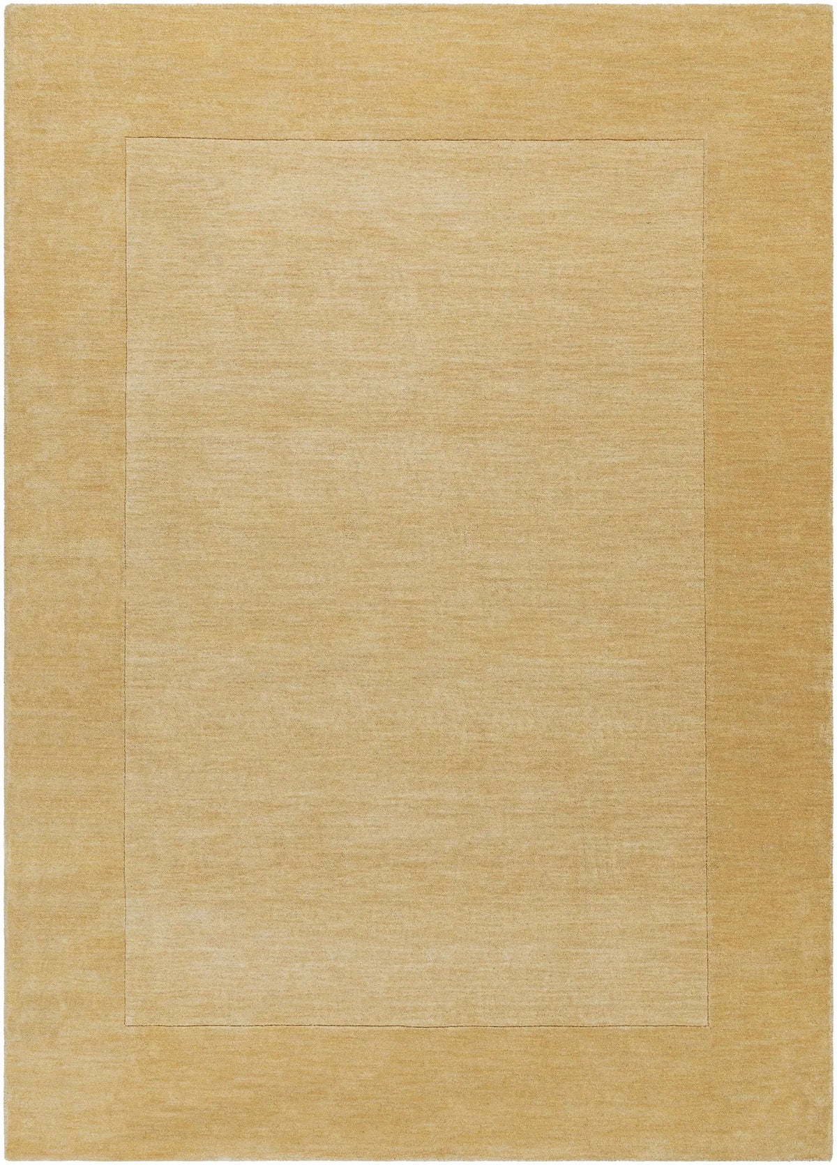 Bordered Solid Camel Yellow Wool Rug