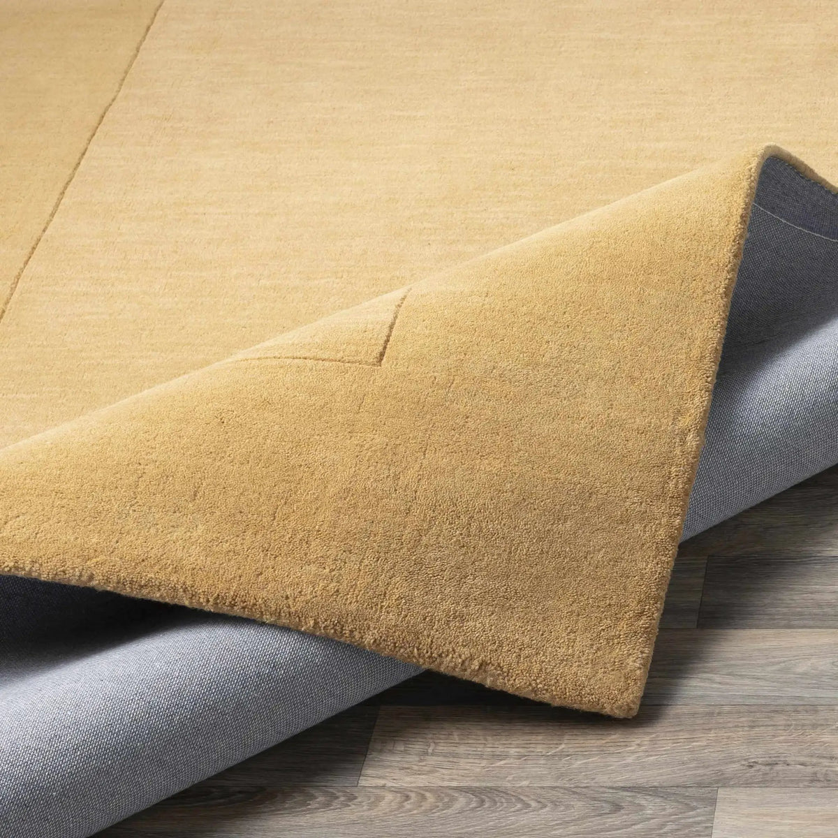 Bordered Solid Camel Yellow Wool Rug, photo 4 of 13