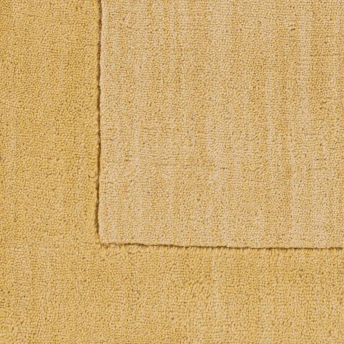 Bordered Solid Camel Yellow Wool Rug, sample swatch