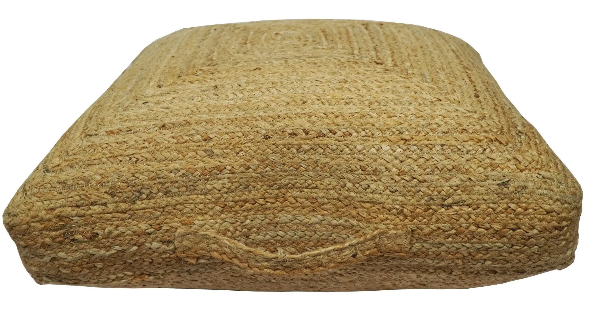 Modern Style Hand Braided Gold Jute Square Pouf by The Rug Decor