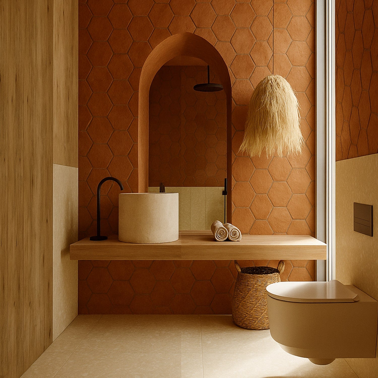 Hand Made Matte Hexagon 8 Terracotta Tiles 8 Terracotta Matte 8x8 Tiles — 2