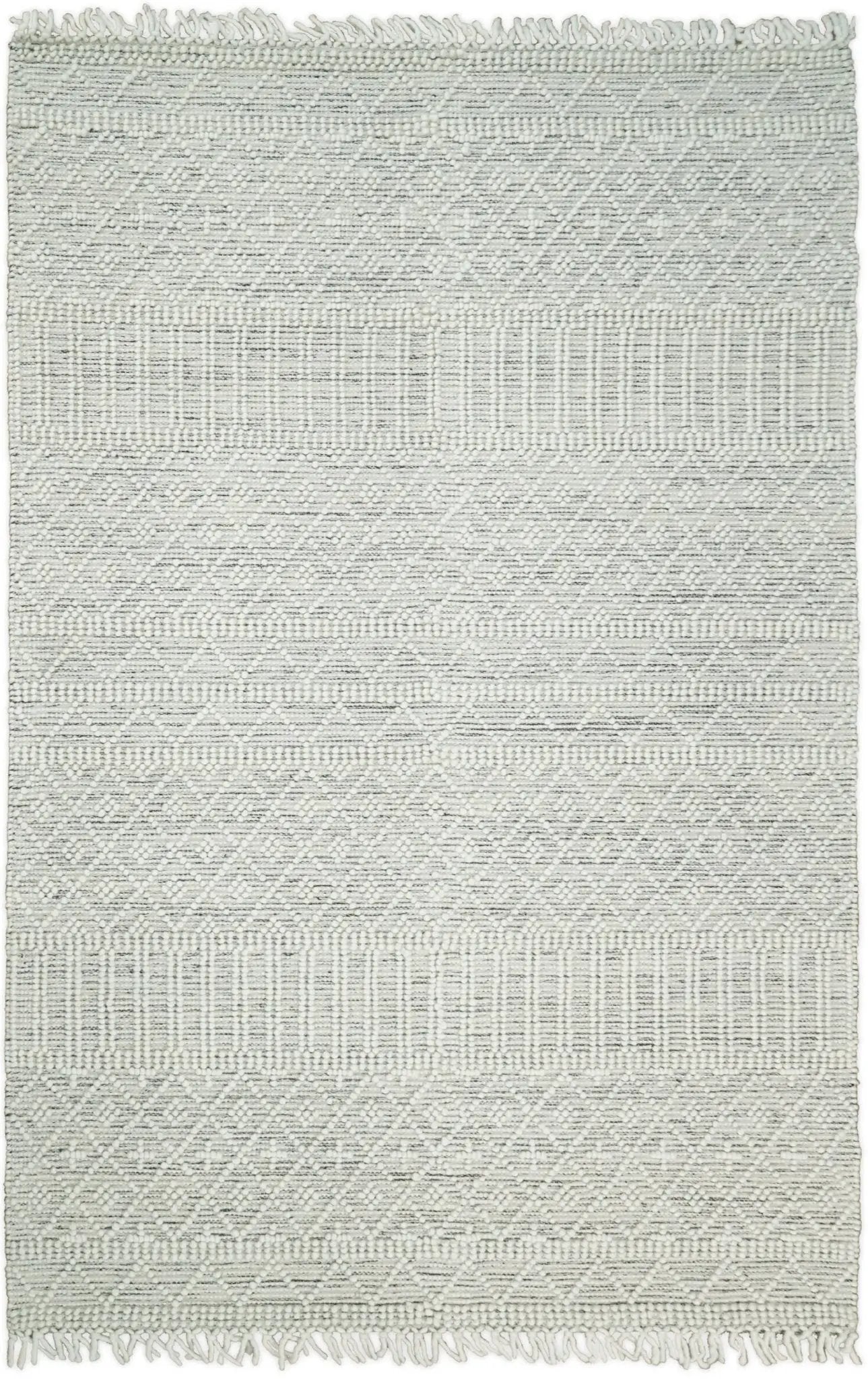 Modern Geometrical White Dhurrie Wool Area Rug by The Rug Decor