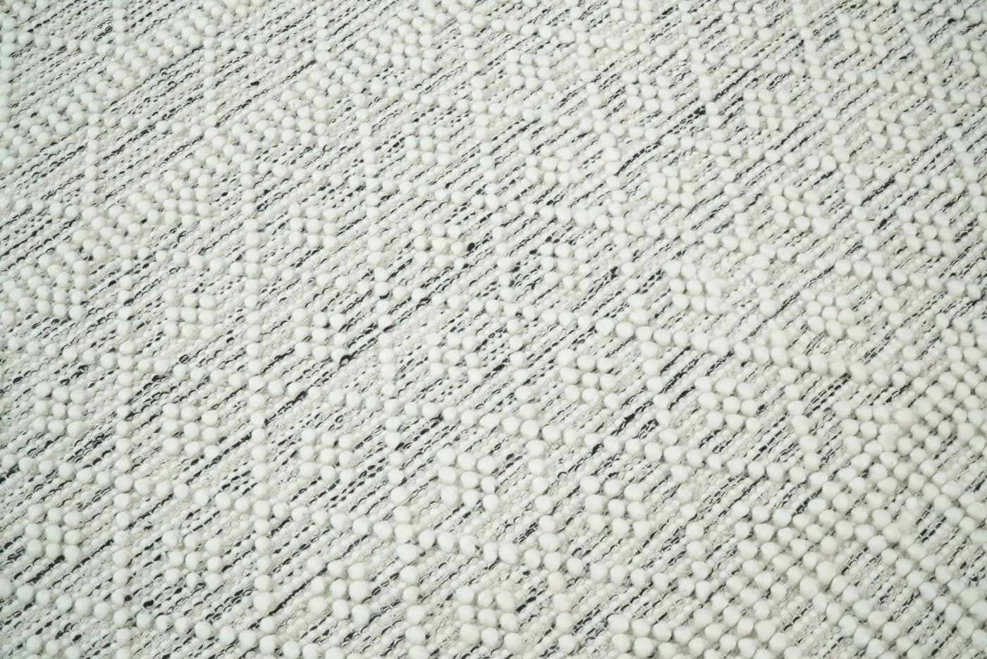 Modern Geometrical White Dhurrie Wool Area Rug by The Rug Decor