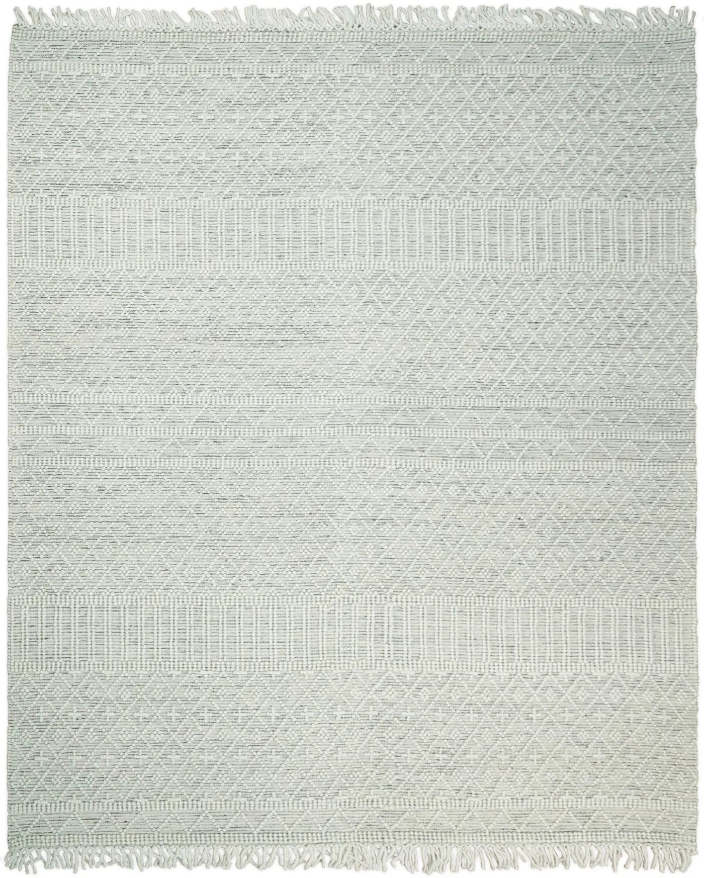 Modern Geometrical White Dhurrie Wool Area Rug by The Rug Decor