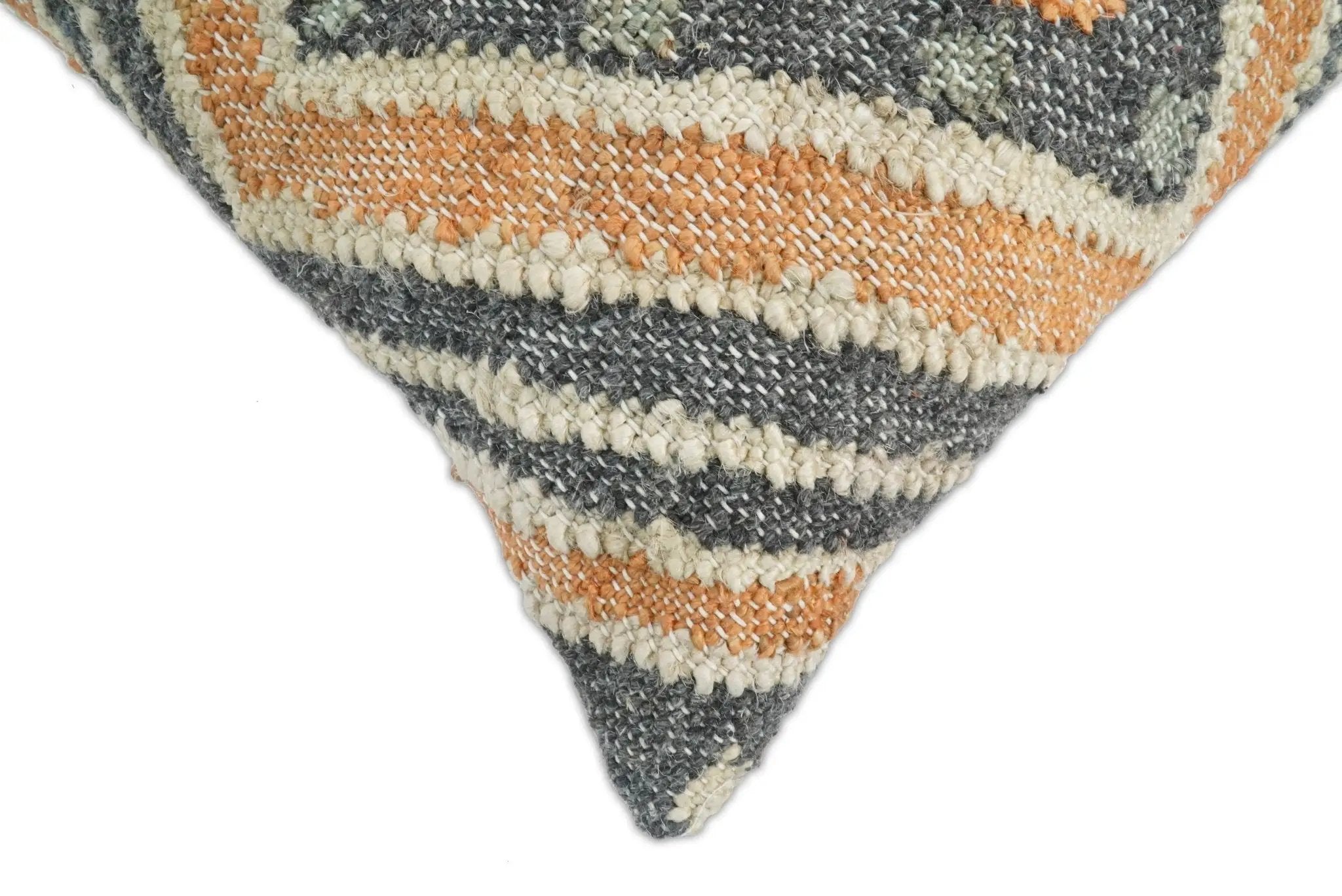 Hand Woven Boho Rust and Charcoal Jute and Wool Tribal Accent Pillow, Cushion | PL11 by The Rug Decor