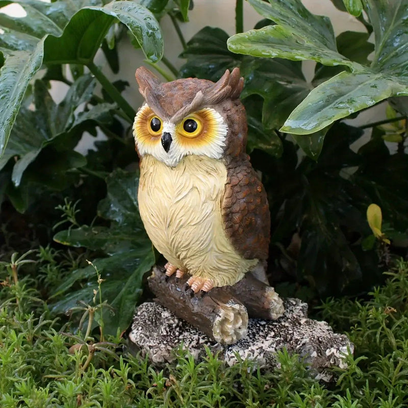 Handcrafted Owl Statue Garden Decor - Rustic Outdoor Sculpture by House Of Avana