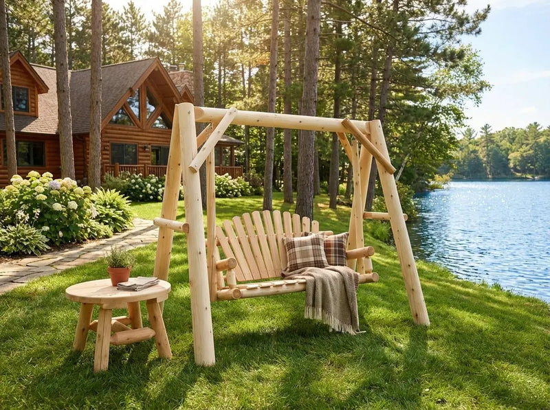 Handcrafted Patio Wooden Swing by Cedar Creek Rustic Furniture