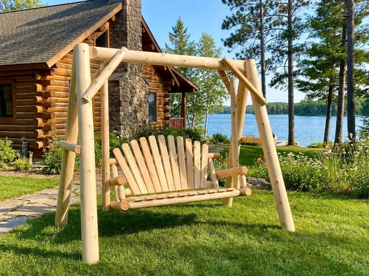 Handcrafted Patio Wooden Swing by Cedar Creek Rustic Furniture