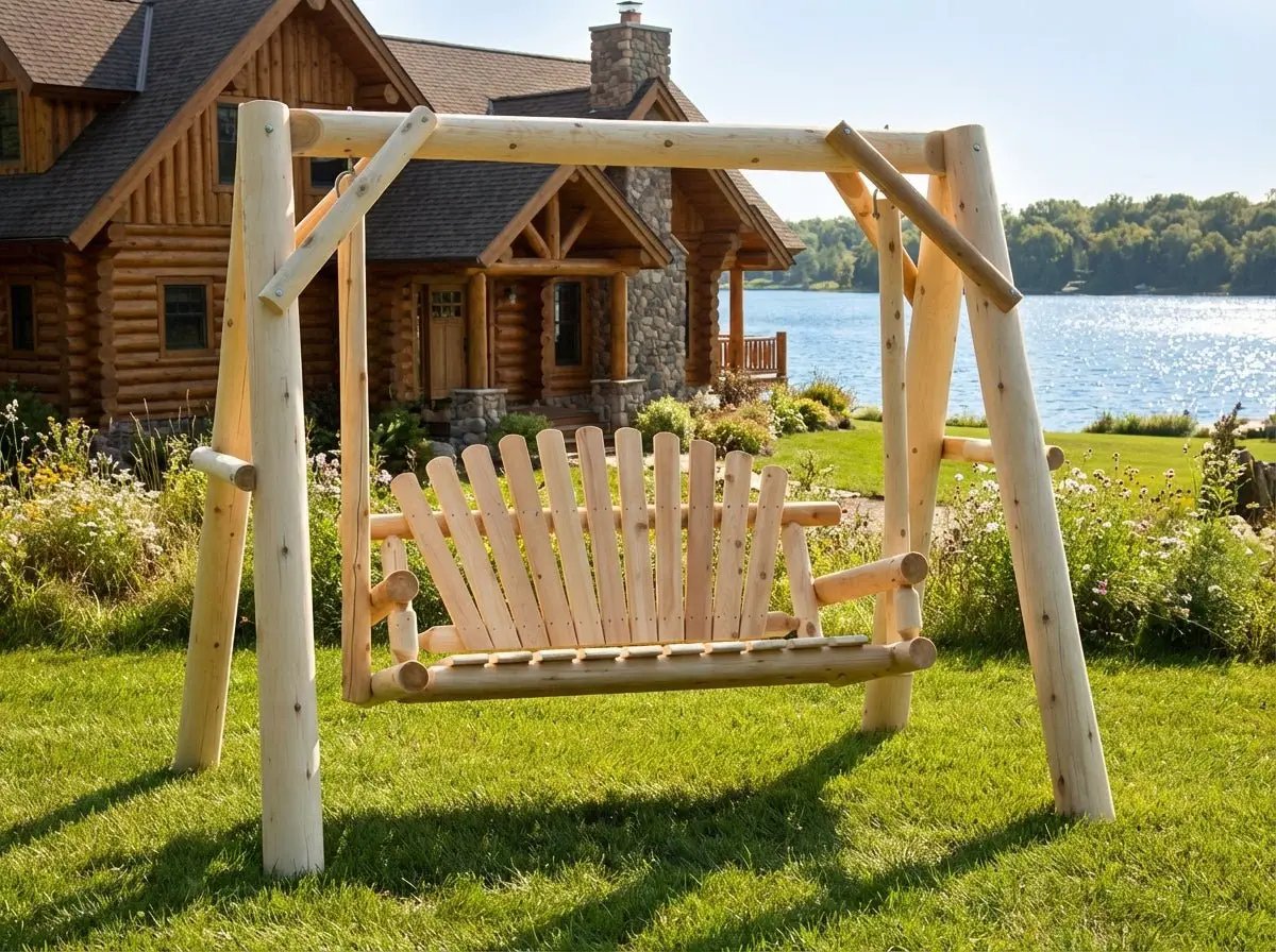 Handcrafted Patio Wooden Swing by Cedar Creek Rustic Furniture