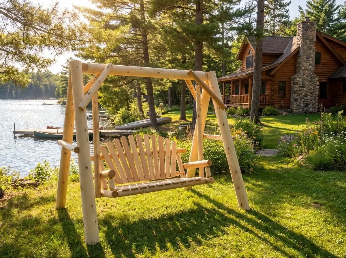 Handcrafted Patio Wooden Swing by Cedar Creek Rustic Furniture