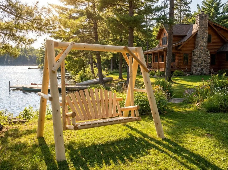 Handcrafted Patio Wooden Swing by Cedar Creek Rustic Furniture