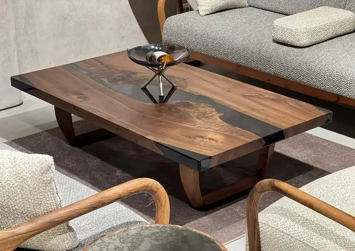 Resin Coffee Table With Walnut Legs, photo 2 of 7