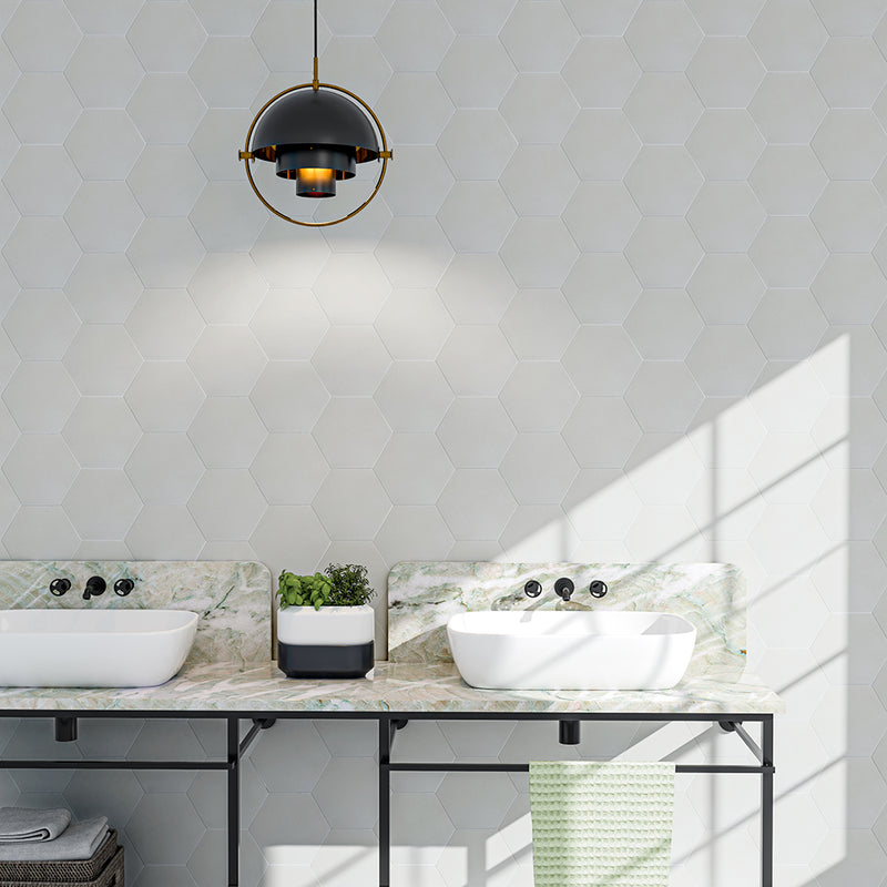 Handmade Bianca Honed Hexagon Cement Tiles 8x8 Cement Honed 8x8 Tiles — 2