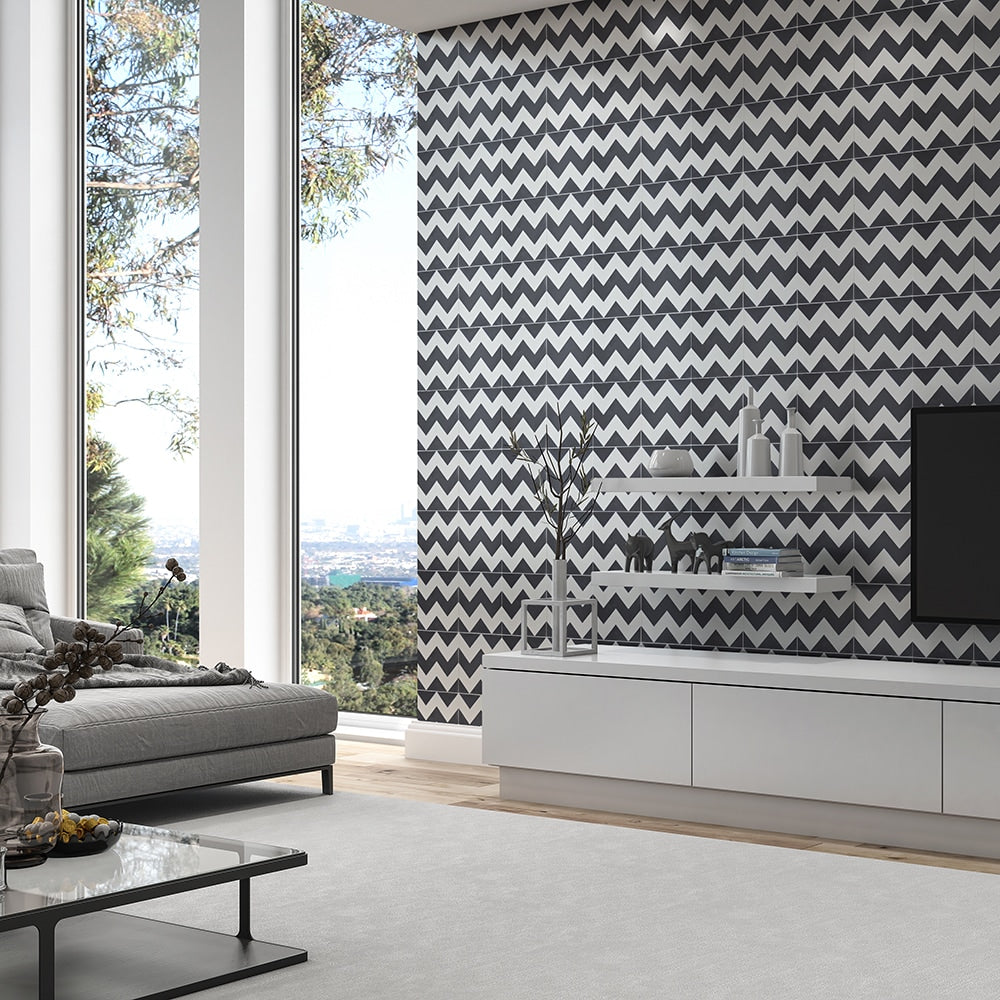 Handmade Chevron Honed Cement Tiles 8x8 Cement Honed 8x8 Tiles — 3