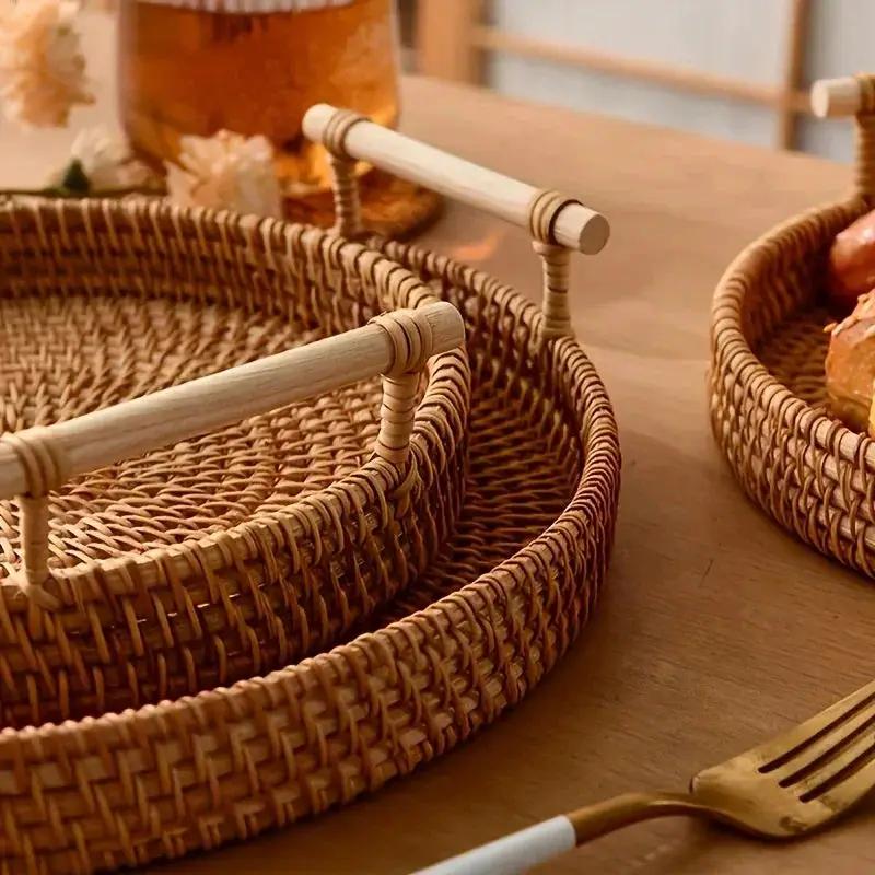 Handmade Rattan Trays - Fruit Plates, Heat-Resistant Mats by House Of Avana