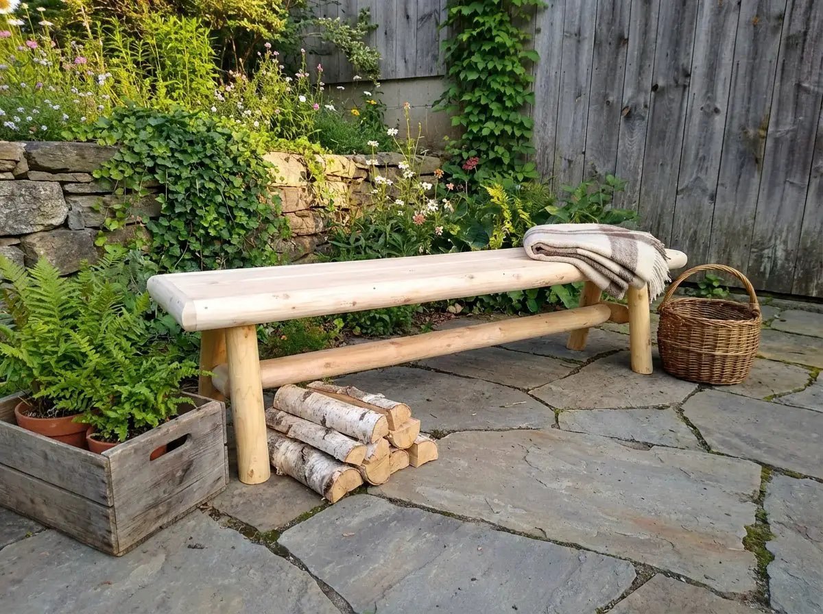 Handmade Solid Wooden Bench by Cedar Creek Rustic Furniture