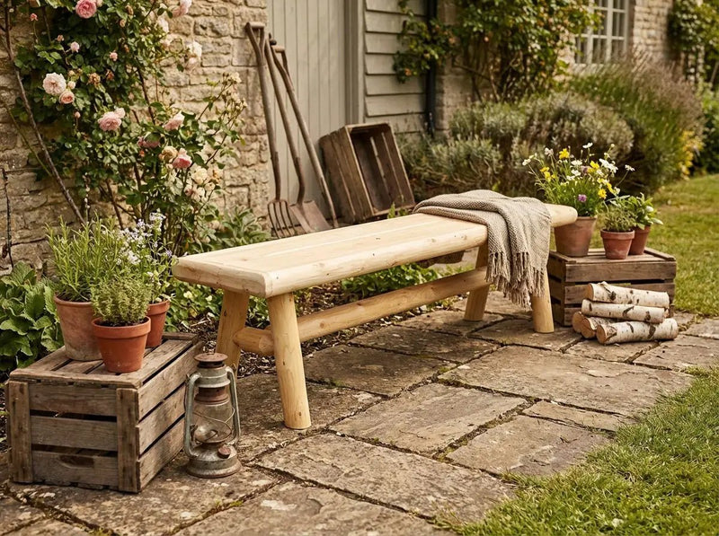Handmade Solid Wooden Bench by Cedar Creek Rustic Furniture