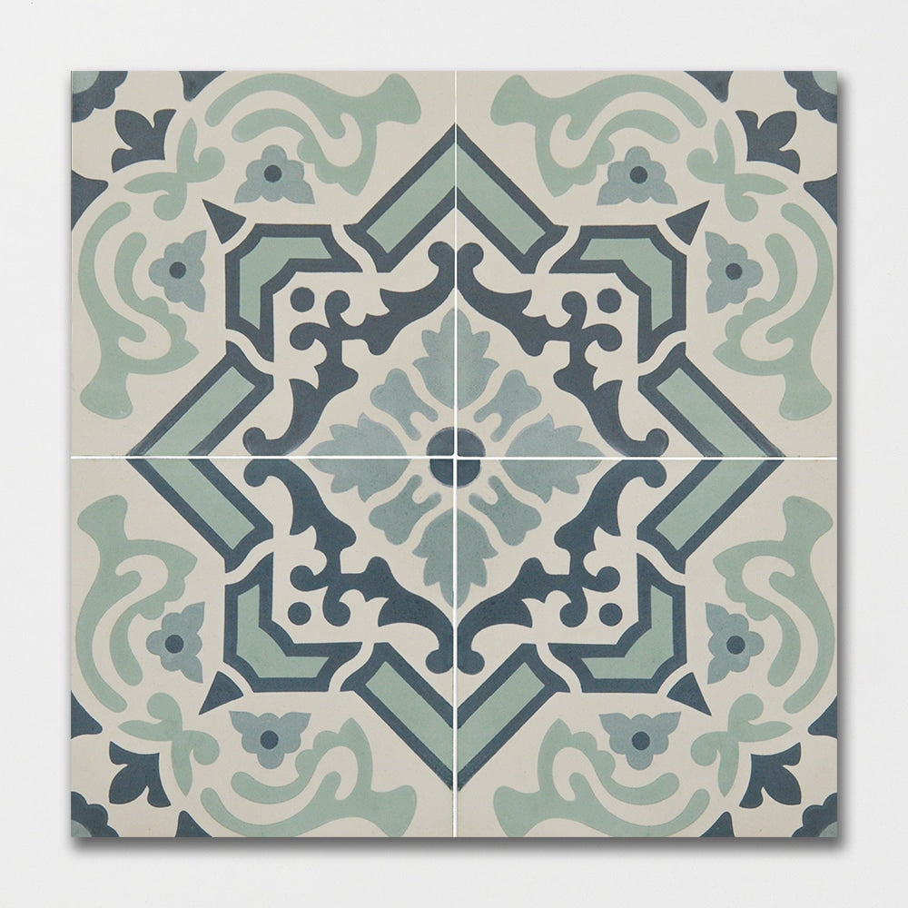 Handmade Teal Honed Cement Tiles 8x8 Cement Honed 8x8 Tiles — 2