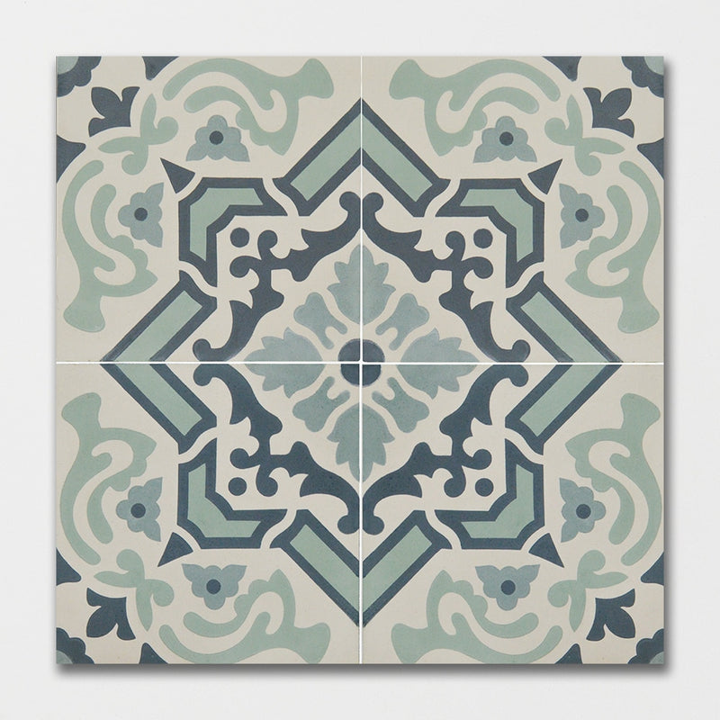 Handmade Teal Honed Cement Tiles 8x8 Cement Honed 8x8 Tiles — 2
