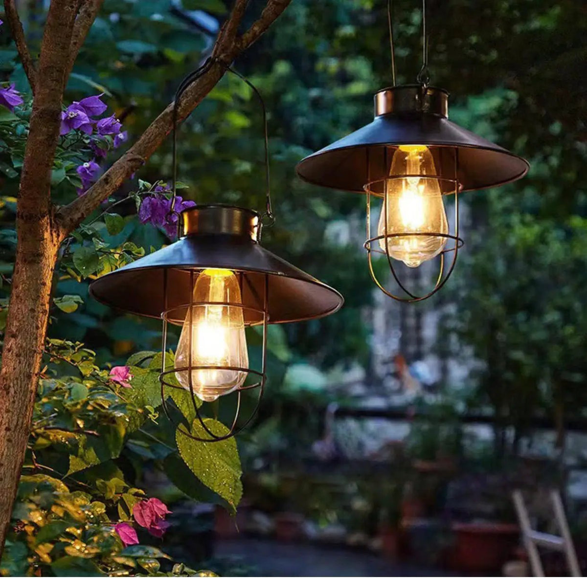 Hanging Solar Lantern with Shepherd Hook 31 Inch by Outdoor Solar Outlet