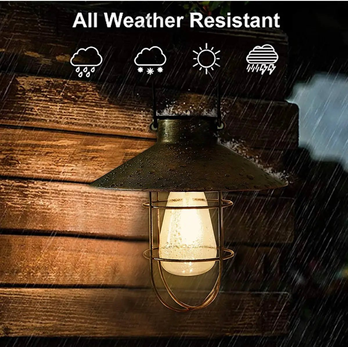 Hanging Solar Lantern with Shepherd Hook 31 Inch by Outdoor Solar Outlet