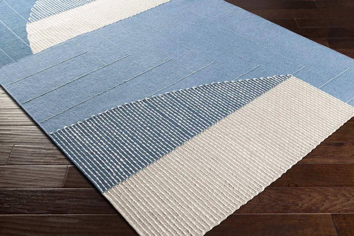 Blue Hanwood Wool Blend Braided Area Rug - Clearance, photo 3 of 9