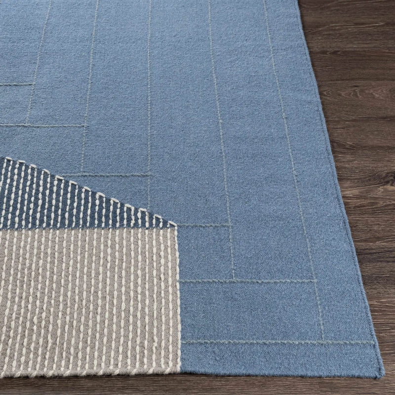 Blue Hanwood Wool Blend Braided Area Rug - Clearance by Boutique Rugs