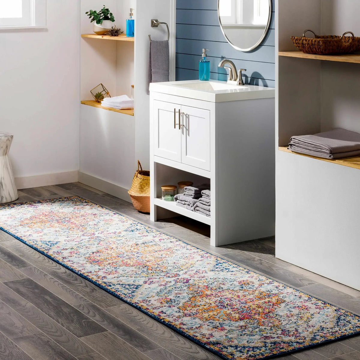 Bodrum Area Rug, installed in a room