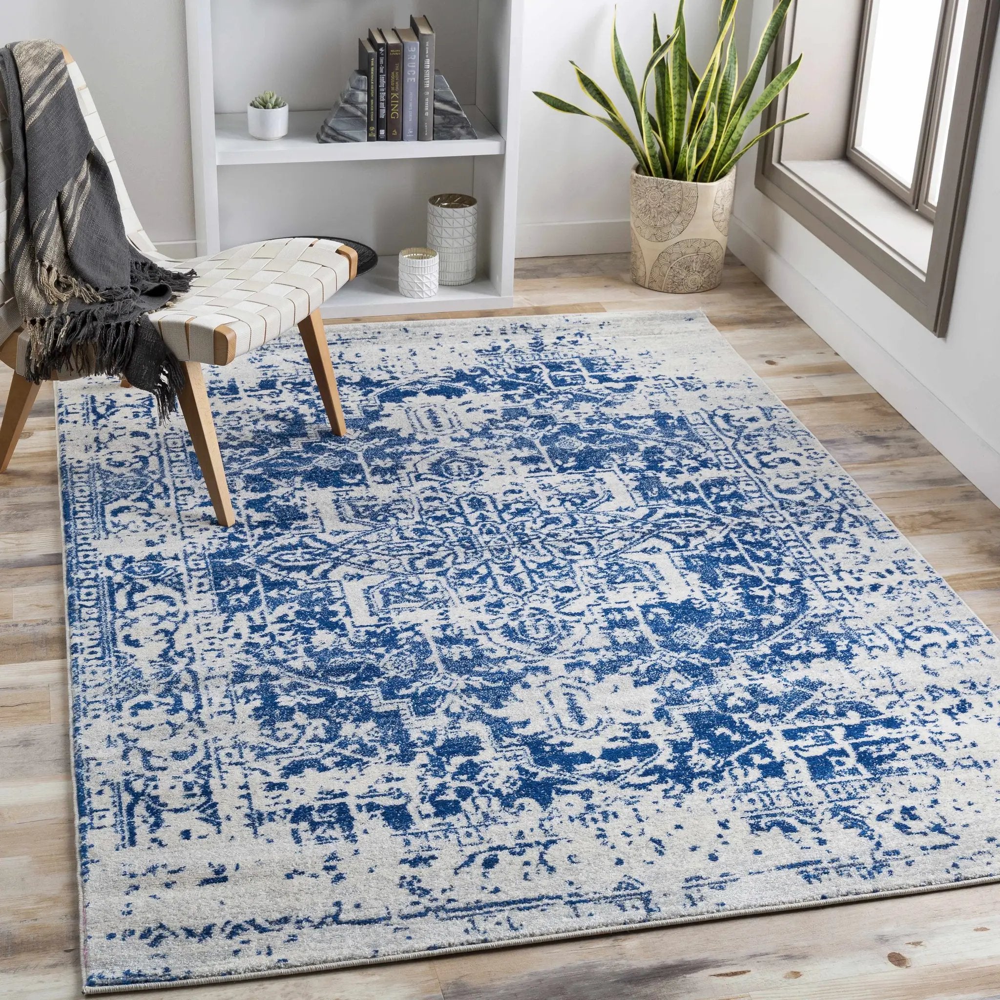 Rachel Navy Area Rug by Hauteloom