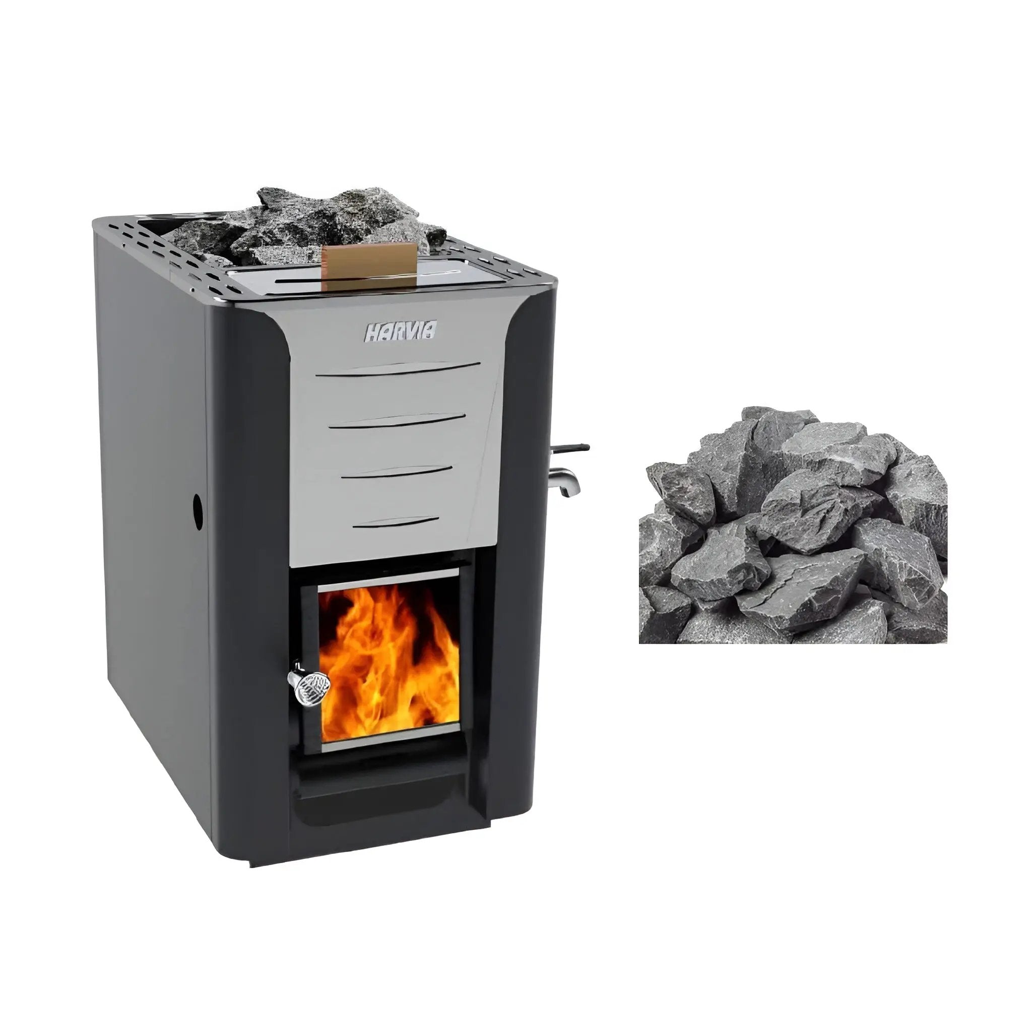 Harvia 20 ES Pro Wood Sauna Stove With Water Tank & Stauna Stones, 24.1KW [WK200ES] (SAK48251) by SAKSBY WHOLESALE
