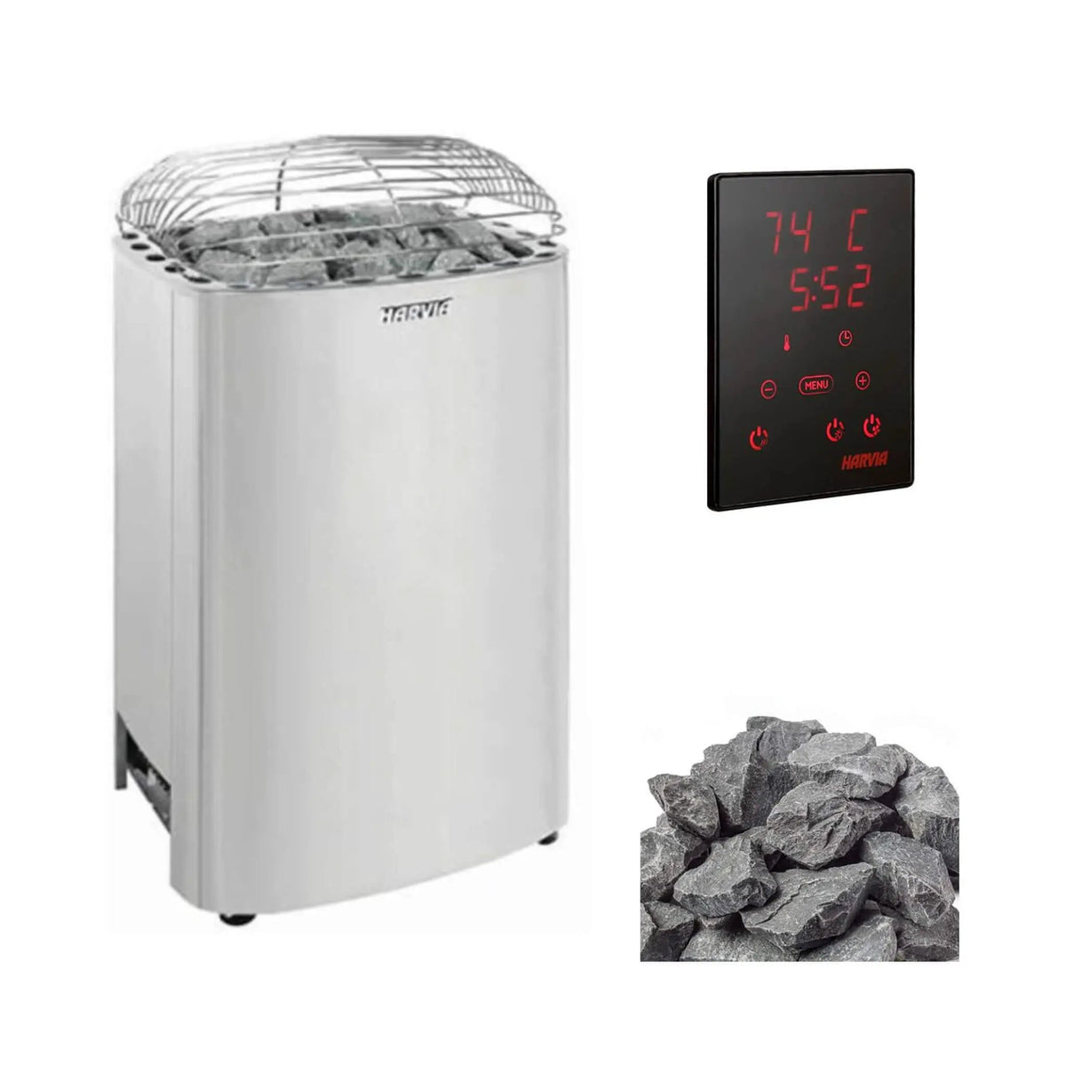 Harvia Club Deluxe Stainless Steel Electric Sauna Heater With Digital Control & Sauna Stones [HRKGU] (SAK27619) by SAKSBY WHOLESALE