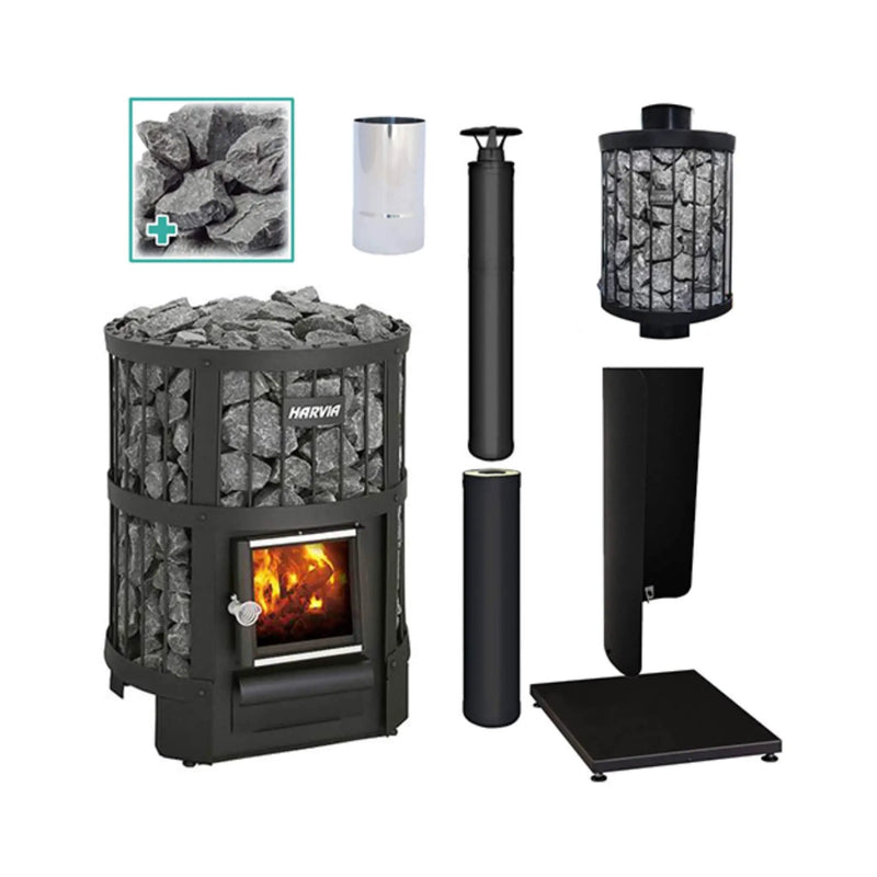 Harvia Legend 150 BK 16kW Wood Burning Sauna Stove Package [LGND-PKG-BK-WH] (SAK82047) by SAKSBY WHOLESALE