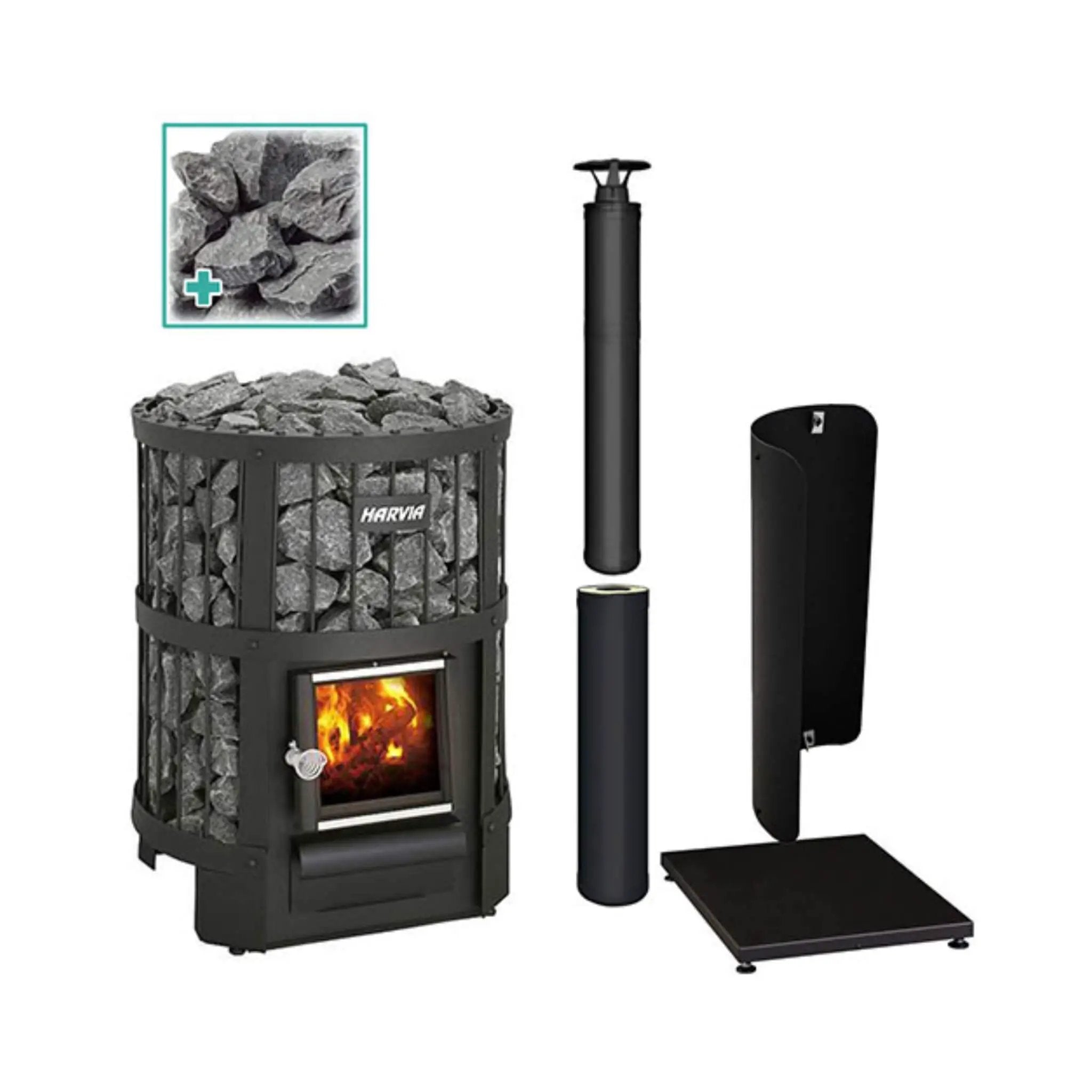 Harvia Legend 150 16KW Wood-Burning Sauna Stove Package [LGND-PKG-BK/SS] (SAK65148) by SAKSBY WHOLESALE