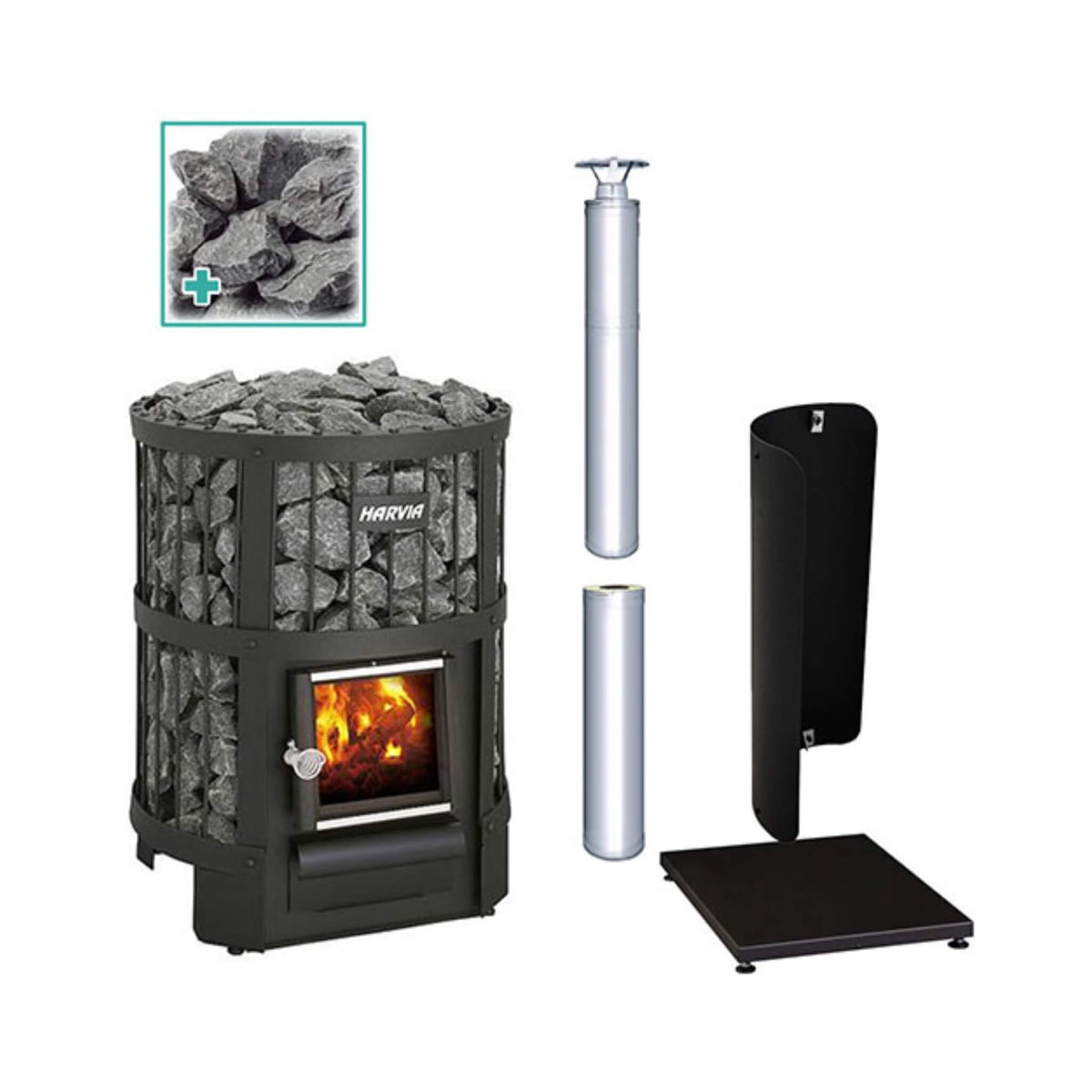 Harvia Legend 150 16KW Wood-Burning Sauna Stove Package [LGND-PKG-BK/SS] (SAK65148) by SAKSBY WHOLESALE