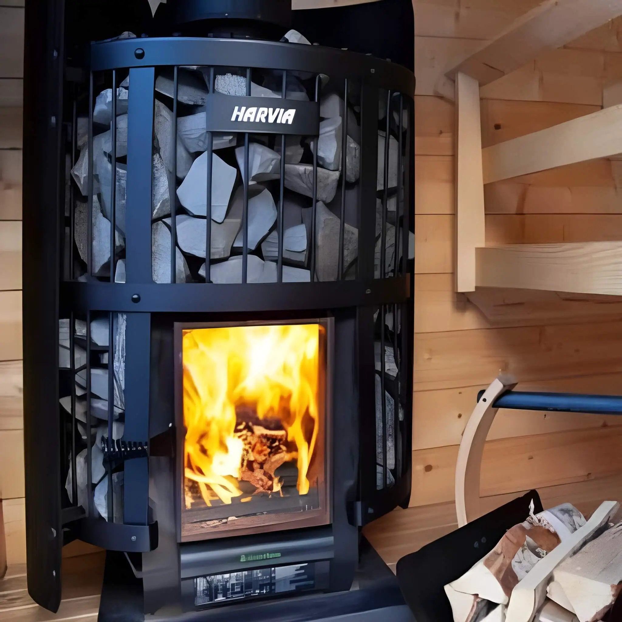 Harvia GreenFlame Legend 240 Wood Sauna Stove With Sauna Stones, 15.9KW [WK200LD] (SAK84935) by SAKSBY WHOLESALE