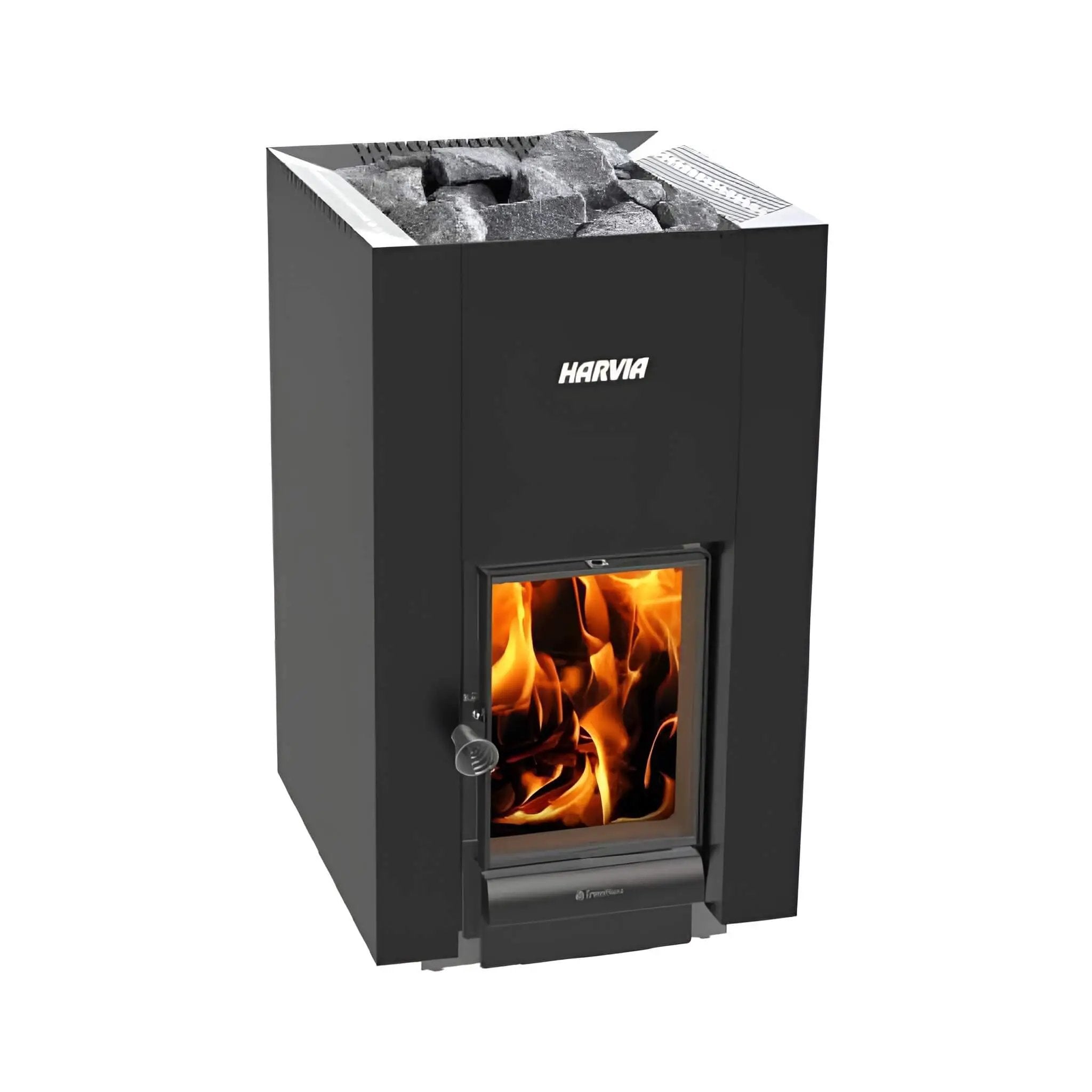 Harvia GreenFlame 22 Linear 15.7KW Wood Sauna Stove With Sauna Stones [WKLI22GM] (SAK62094) by SAKSBY WHOLESALE
