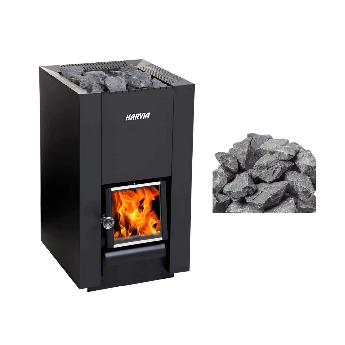 Harvia Linear Black Wood Sauna Stove With Sauna Stones [WK16/20/28OC] (SAK15368) by SAKSBY WHOLESALE