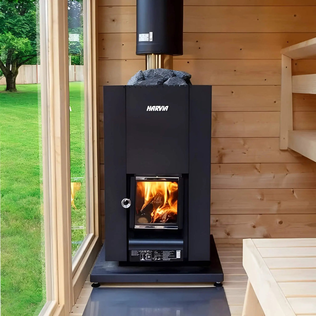 Harvia Linear Black Wood Sauna Stove With Sauna Stones [WK16/20/28OC] (SAK15368) by SAKSBY WHOLESALE