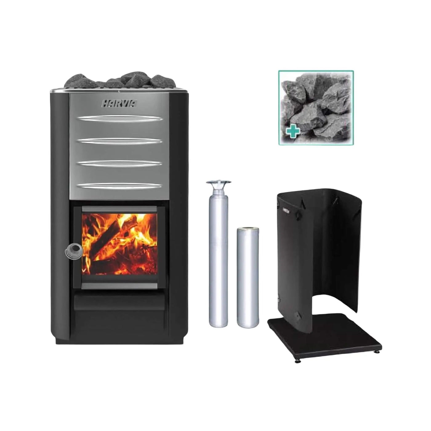 Harvia M3 16.5KW Premium Wood-Burning Sauna Stove Kit [M3 SS PKG] (SAK19523) by SAKSBY WHOLESALE