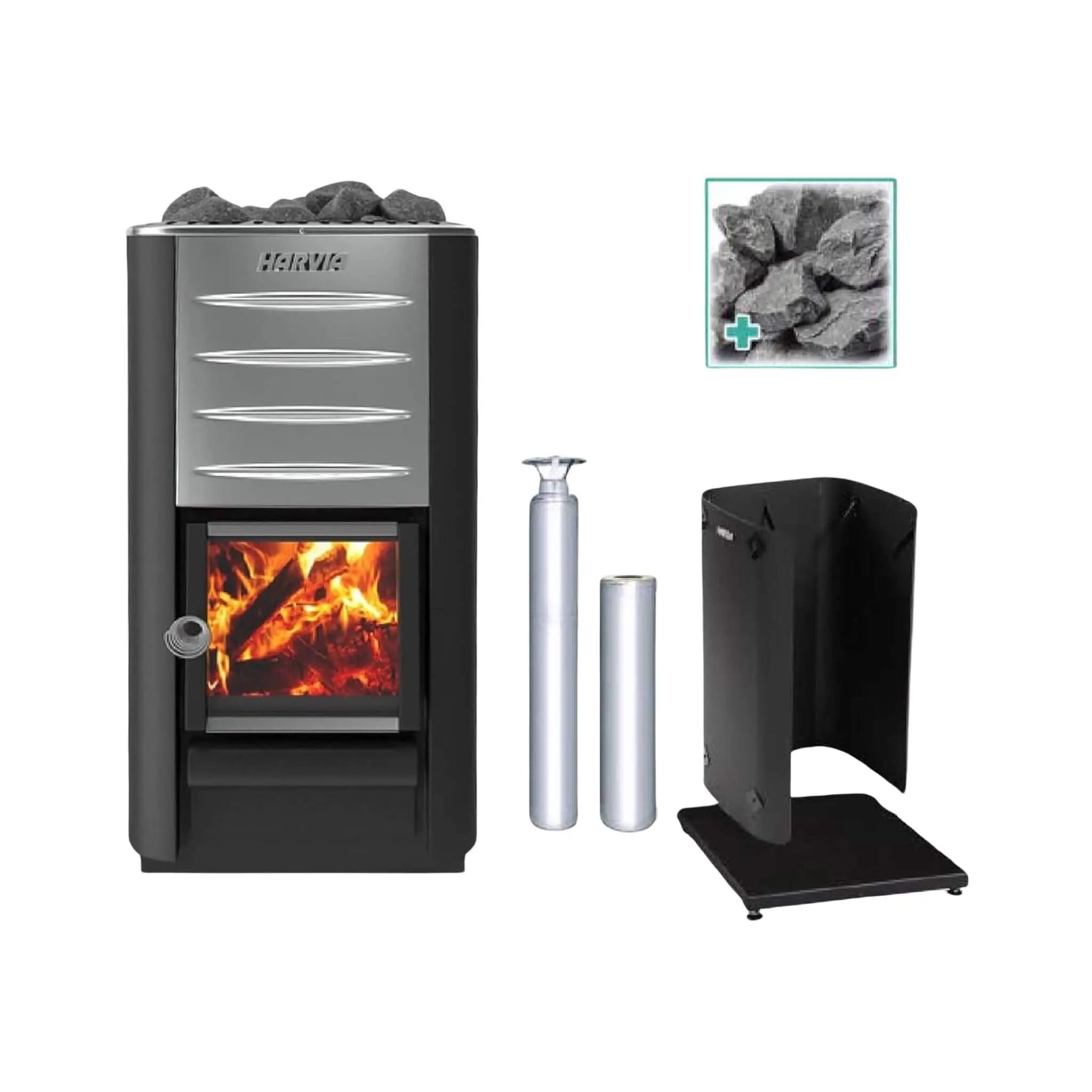 Harvia M3 16.5KW Premium Wood-Burning Sauna Stove Kit [M3 SS PKG] (SAK19523) by SAKSBY WHOLESALE