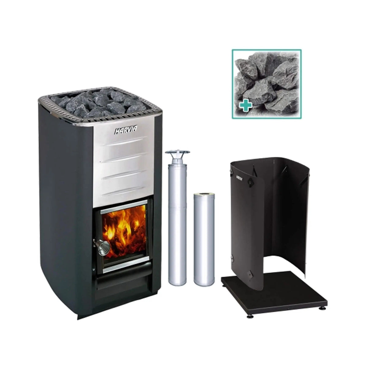 Harvia M3 16.5KW Premium Wood-Burning Sauna Stove Kit [M3 SS PKG] (SAK19523) by SAKSBY WHOLESALE