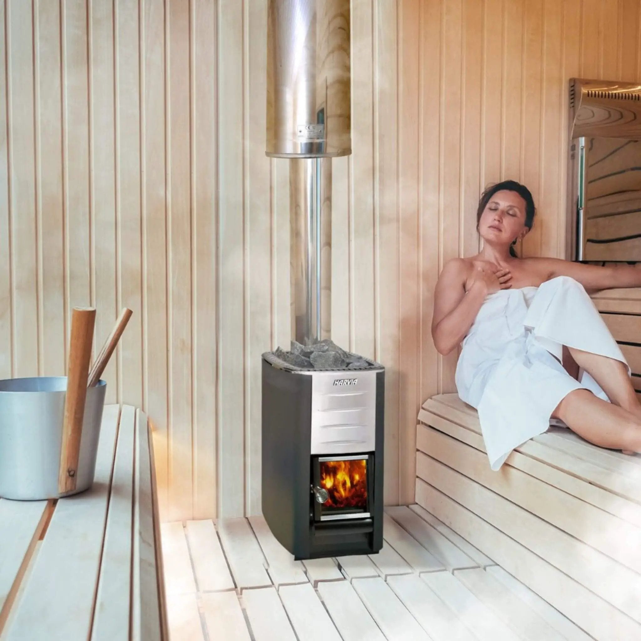 Harvia M3 16.5KW Premium Wood-Burning Sauna Heater Stove With Sauna Stones [WKM3] (SAK41720) by SAKSBY WHOLESALE